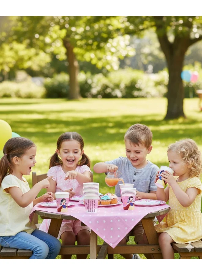 ديزني Ciao Disney Princess “Live Your Story” Paper Cups 200 ml – Pack of 8 FSC Certified Party Cups with Snow White Design, Pink Birthday Tableware for Girls Celebrations