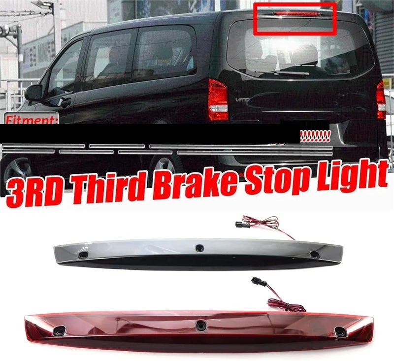 Car Tail Light High Mount 3rd Rear Third Brake Light Stop Lamp Compatible for Benz Vito Viano V Class W639 A6398200056 6398200056(Black) - Image 3