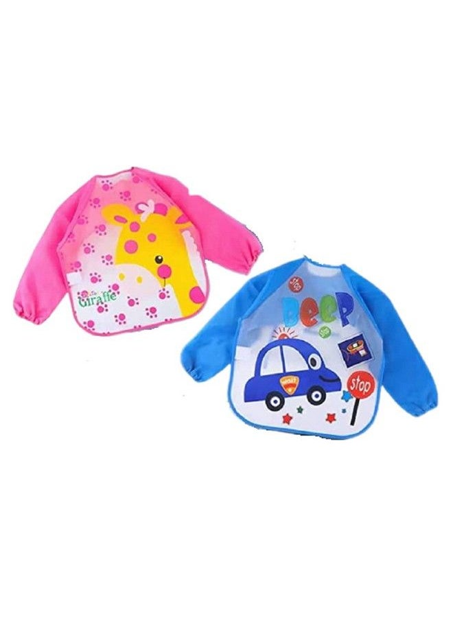 BabyGo Sleeves Washable Waterproof Feeding Bib For Babies And Kids (Set Of 2) Random Color  - Image 2