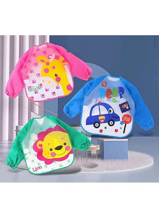 BabyGo Sleeves Washable Waterproof Feeding Bib For Babies And Kids (Set Of 2) Random Color  - Image 5