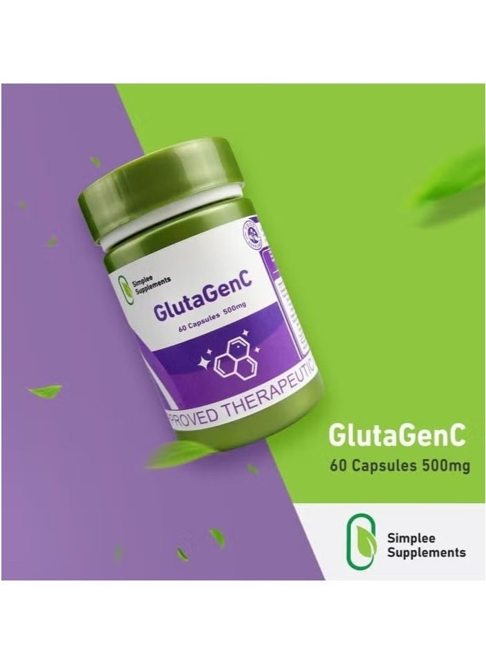 Simplee Supplements GlutaGenC 60 Capsules | 500mg | Glutathione + Vitamin C | Skin Radiance & Anti-Aging - Image 2