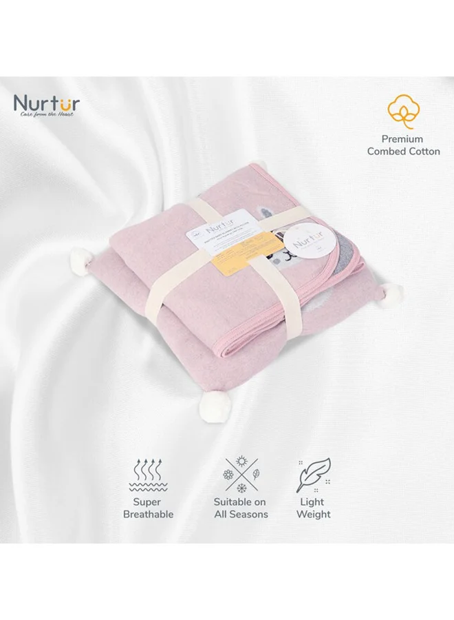 نورتر Soft Bunny Baby Blankets With Cushion For Boys And Girls 100% Combed Cotton Lightweight Fleece