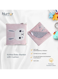 Nurtur Soft Bunny Baby Blankets With Cushion For Boys And Girls 100% Combed Cotton Lightweight Fleece  - Image 4