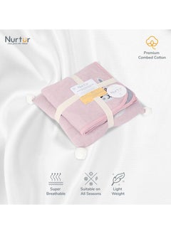 Nurtur Soft Bunny Baby Blankets With Cushion For Boys And Girls 100% Combed Cotton Lightweight Fleece  - Image 1