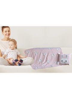 Nurtur Soft Bunny Baby Blankets With Cushion For Boys And Girls 100% Combed Cotton Lightweight Fleece  - Image 3