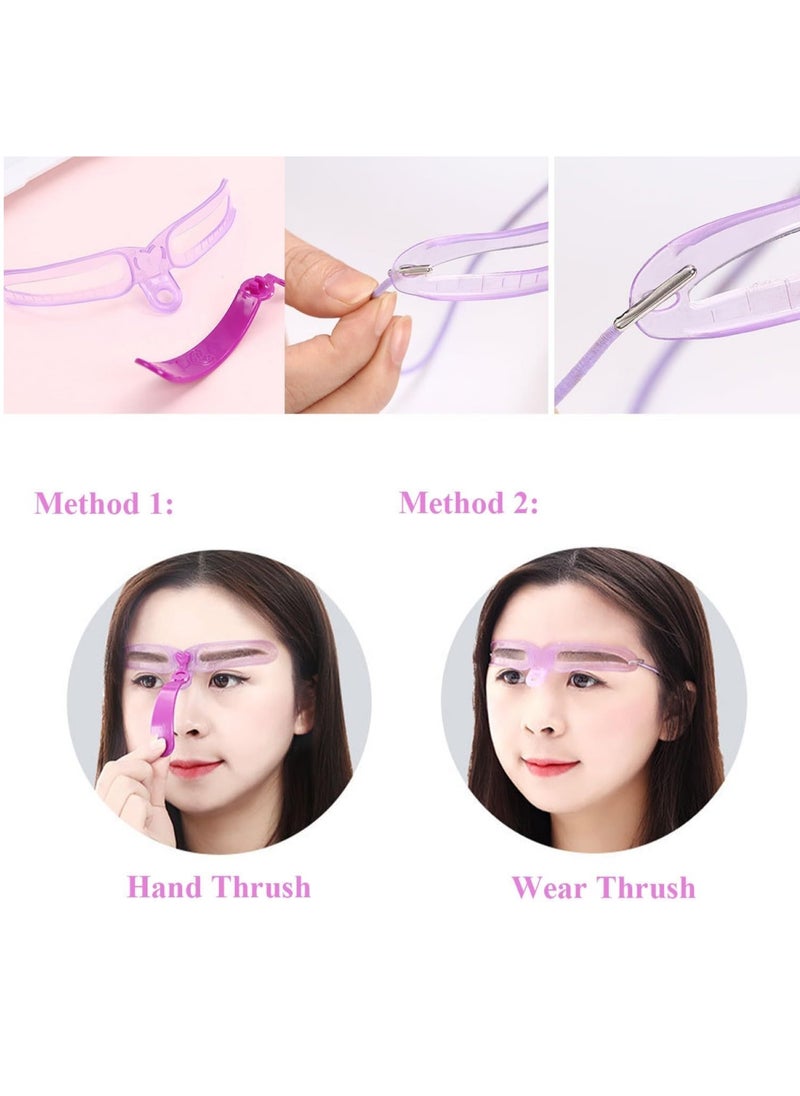 Generic - 8 Styles Eyebrow Stencils,Reusable Eyebrow Stencil with Handle and Strap Washable,Eyebrow Shaping Kit,Brow Shaping Template Stamp Kit Including Brow Trimmer,Tweezer,Scissor,Eyelashes Roller - Image 1