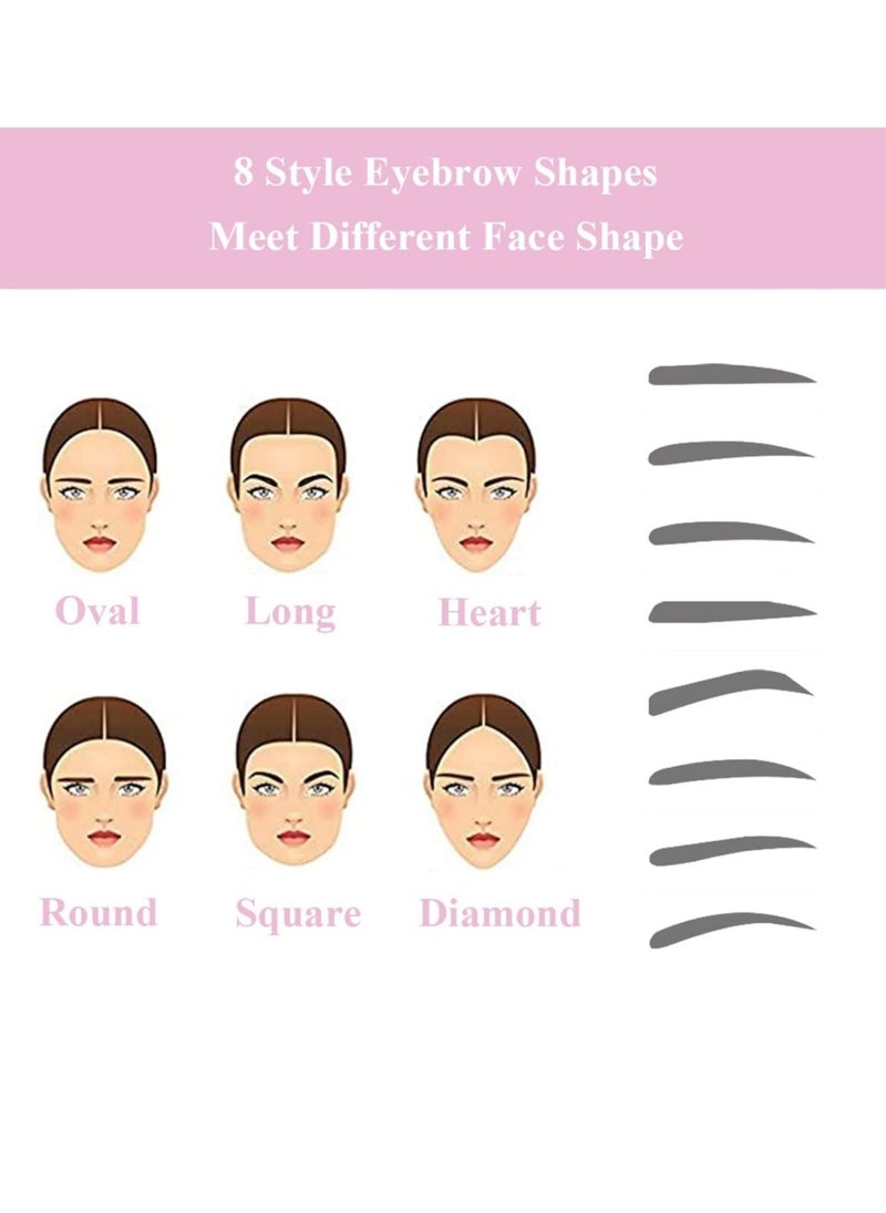 Generic - 8 Styles Eyebrow Stencils,Reusable Eyebrow Stencil with Handle and Strap Washable,Eyebrow Shaping Kit,Brow Shaping Template Stamp Kit Including Brow Trimmer,Tweezer,Scissor,Eyelashes Roller - Image 1