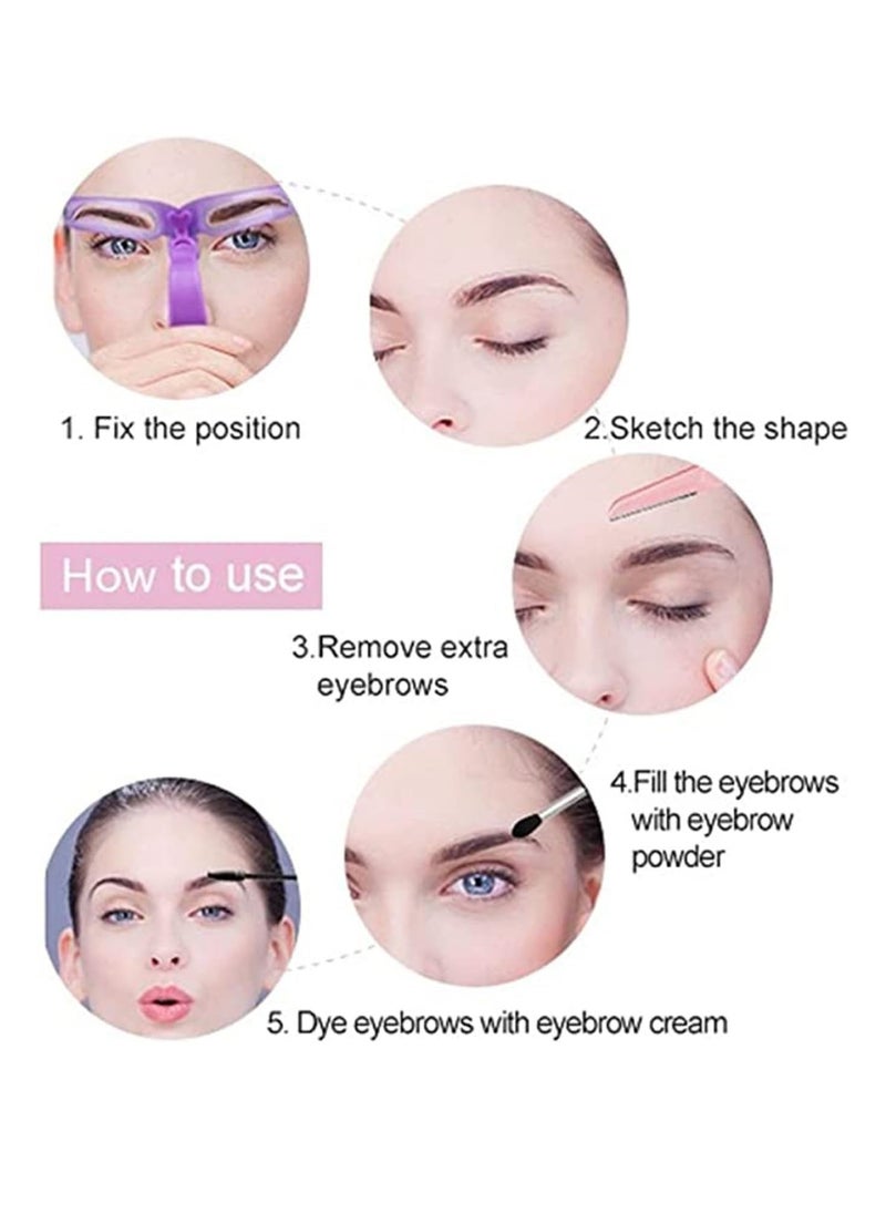 Generic - 8 Styles Eyebrow Stencils,Reusable Eyebrow Stencil with Handle and Strap Washable,Eyebrow Shaping Kit,Brow Shaping Template Stamp Kit Including Brow Trimmer,Tweezer,Scissor,Eyelashes Roller - Image 1