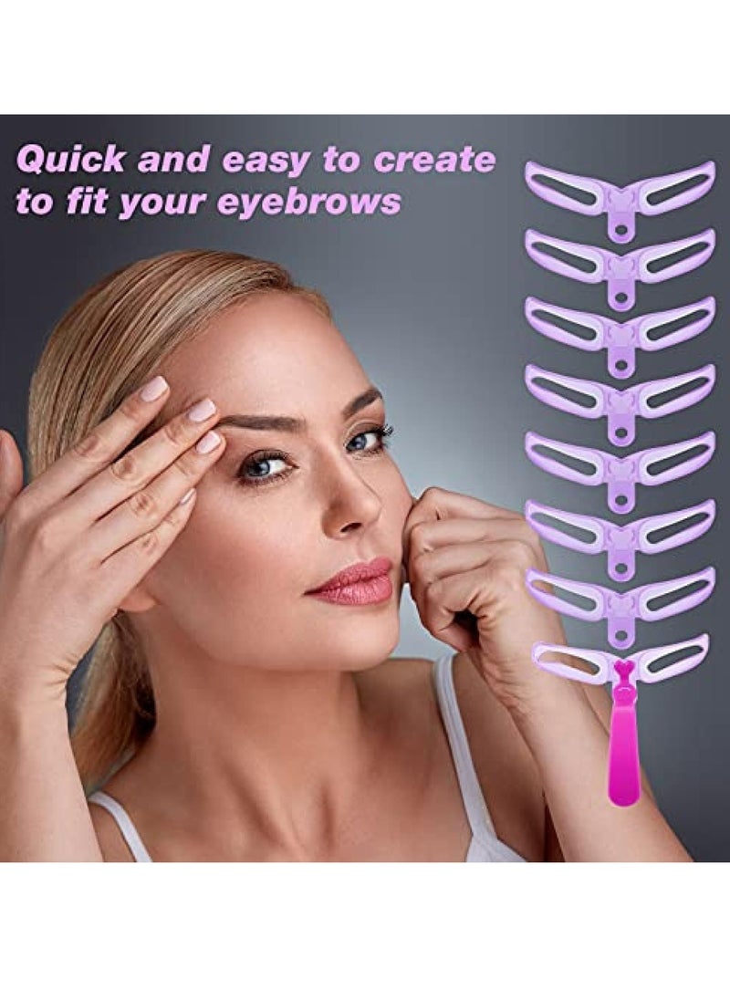 Generic - 8 Styles Eyebrow Stencils,Reusable Eyebrow Stencil with Handle and Strap Washable,Eyebrow Shaping Kit,Brow Shaping Template Stamp Kit Including Brow Trimmer,Tweezer,Scissor,Eyelashes Roller - Image 1