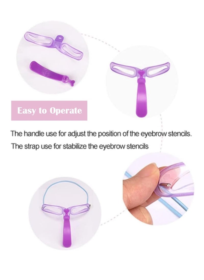 Generic - 8 Styles Eyebrow Stencils,Reusable Eyebrow Stencil with Handle and Strap Washable,Eyebrow Shaping Kit,Brow Shaping Template Stamp Kit Including Brow Trimmer,Tweezer,Scissor,Eyelashes Roller - Image 1