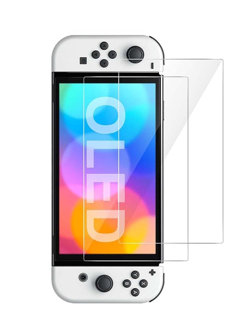 Techie 2 Pack HD Tempered Glass Screen Protector for Nintendo Switch OLED 7 Inch 2021 - Anti Reflection Anti Bubbles 9H Hardness 0.33 mm Easy Installation  - Image 1