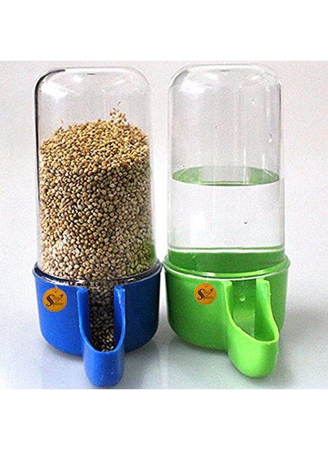 Sage Square Sage Square 80Ml Tube Shape Cage Bird Food, Seed, Water Feeder Plastic Dispenser Cum Bowl With Removable Tray - No Spill No Mess (Multi Color) (Pack Of 2) (Size - 13.5 X 3 Cm) (Small Size), Random  - Image 1