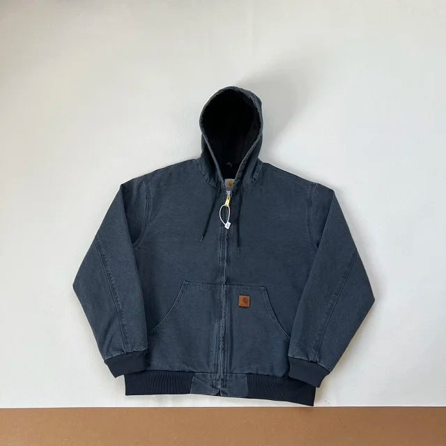 Generic Original Autumn and Winter Car Kaha J130/J 25 Stone Mill Enzyme Washed Hooded Jacket Loose Zipper Hoodie Gasoline blue - Image 1