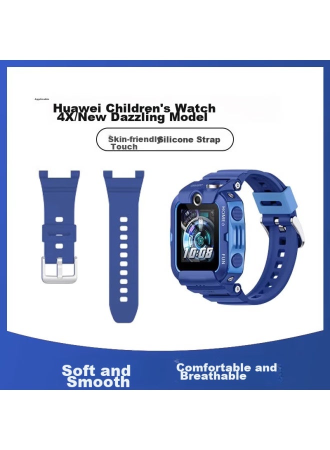 Ten Flashes Stone Mountain Huawei Kids Watch 4x Strap /5pro Strap - Waterproof, Sweatproof, Detachable Silicone Replacement Wristband, Uni, Blue - Image 1