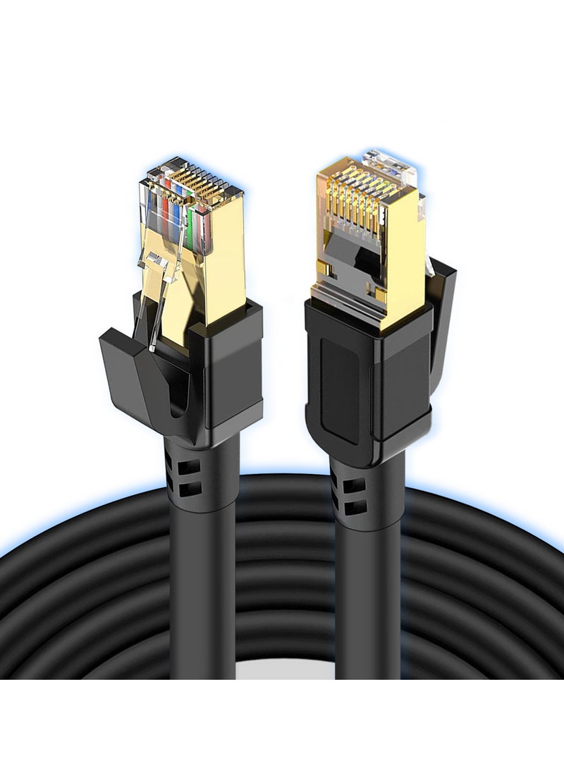 MIXDE 2m CAT8 Ethernet Cable High Speed Heavy Duty Cat8 LAN Network Cable 40Gbps 2000Mhz with Gold Plated RJ45 Connector for Modem Router Switch  Gaming, Xbox Black  - Image 1