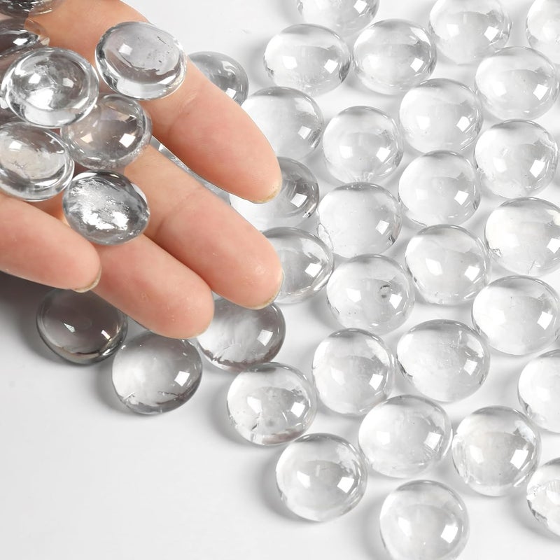 MBKHFLL Glass Marbles, Mini Flat Glass Beads~100 PCS for Vase Fillers, Floral Bottom Mancala Gems Pebbles Fish Tank Rocks for Table Aquarium,Home Decor Art Craft Supplies (Clear, 0.5 LB) - Image 3