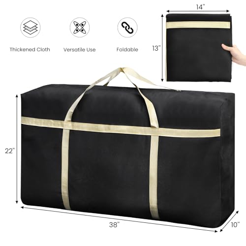 Nagpew 4 Pieces Extra Large Moving Bag, 150L Heavy Duty Storage Bag with Strong Zipper Handles, Black Jumbo Comforter Storage Organizer for Clothing, Pillow, Quilt, Blanket, Space Saving - Image 2