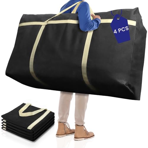 Nagpew 4 Pieces Extra Large Moving Bag, 150L Heavy Duty Storage Bag with Strong Zipper Handles, Black Jumbo Comforter Storage Organizer for Clothing, Pillow, Quilt, Blanket, Space Saving - Image 1