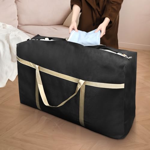 Nagpew 4 Pieces Extra Large Moving Bag, 150L Heavy Duty Storage Bag with Strong Zipper Handles, Black Jumbo Comforter Storage Organizer for Clothing, Pillow, Quilt, Blanket, Space Saving - Image 5