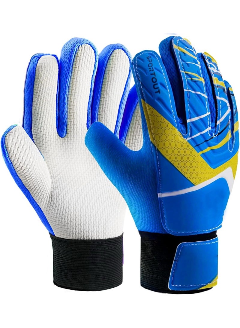 Goalkeeper Gloves Kids，Double Wrist Strap Goalkeeper Gloves, Latex Material Football Gloves, Strong Grip and Non-Slip, Effective Protection of Palms and Wrists, Size 7 - Image 1