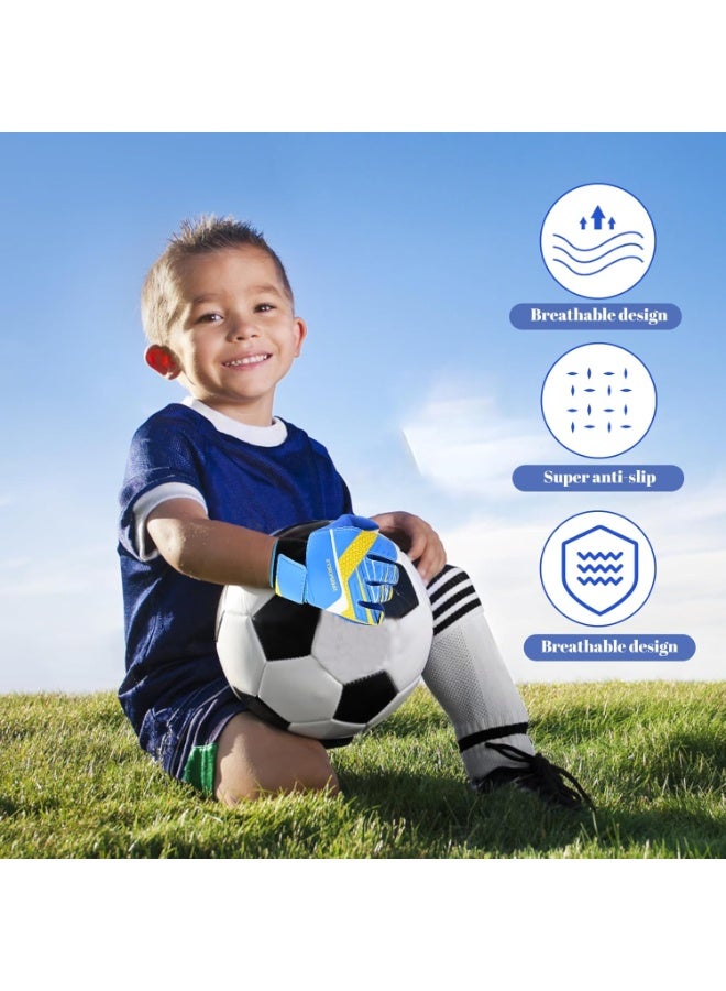 Goalkeeper Gloves Kids，Double Wrist Strap Goalkeeper Gloves, Latex Material Football Gloves, Strong Grip and Non-Slip, Effective Protection of Palms and Wrists, Size 7 - Image 4