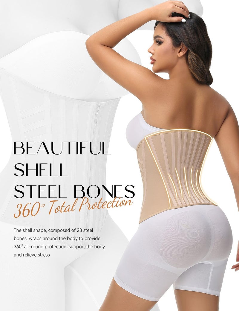 SHAPSHE Waist Trainer for Women Tummy Control Body Shaper Workout Waist Cincher Corset Shapewear Sport Hourglass Band with Zipper - Image 2
