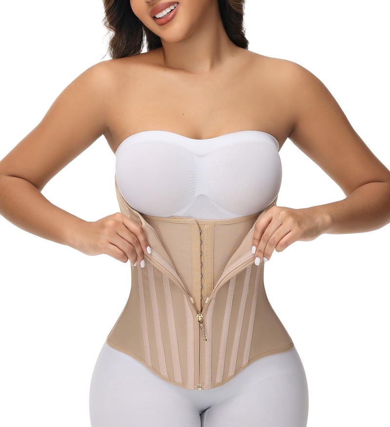 SHAPSHE Waist Trainer for Women Tummy Control Body Shaper Workout Waist Cincher Corset Shapewear Sport Hourglass Band with Zipper - Image 1