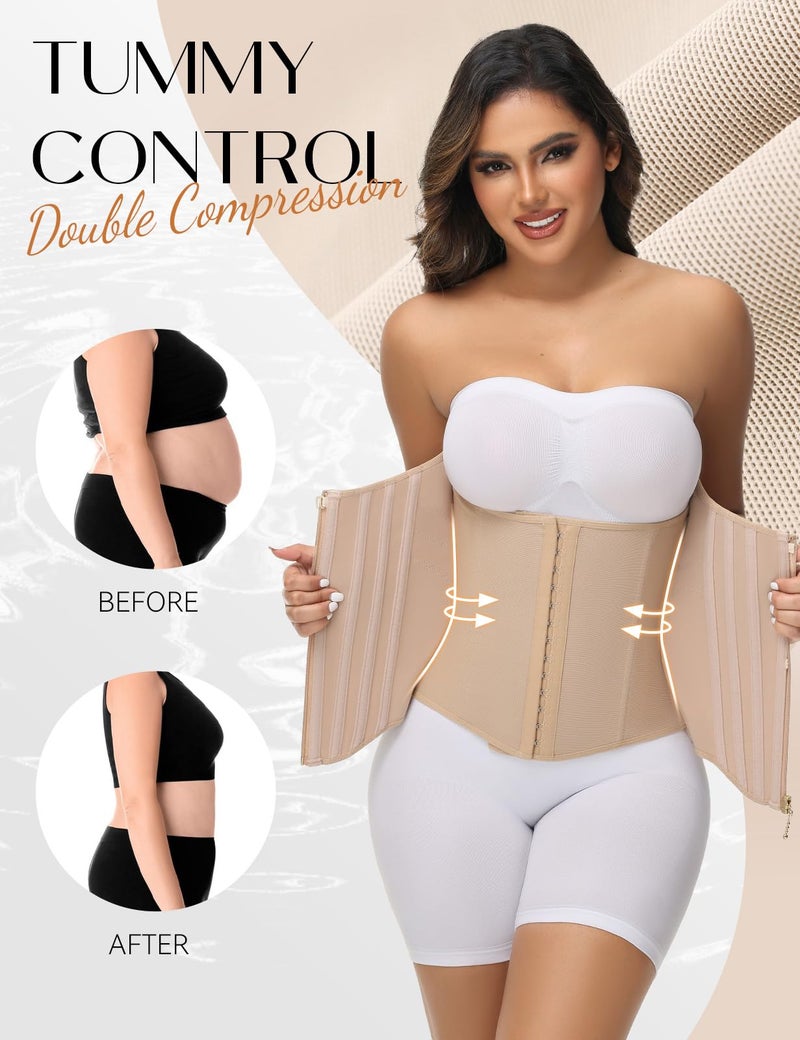 SHAPSHE Waist Trainer for Women Tummy Control Body Shaper Workout Waist Cincher Corset Shapewear Sport Hourglass Band with Zipper - Image 4