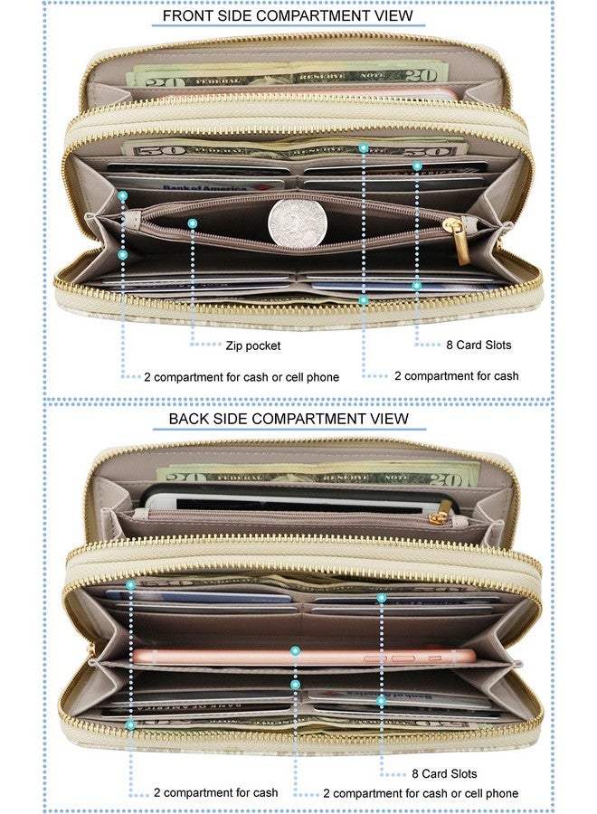 B BRENTANO Vegan Leather Double Zipper Pocket Wallet With Grip Hand Strap (Chevron Embroidered Black) - Image 5