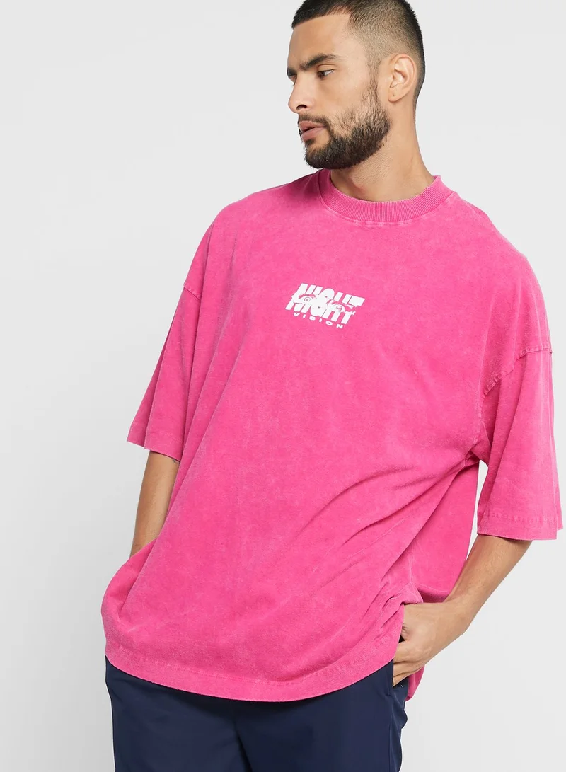 TOPMAN Night Vision Printed Crew Neck T-Shirt
