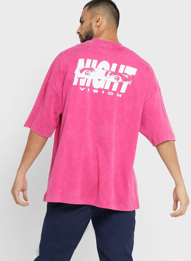 TOPMAN Night Vision Printed Crew Neck T-Shirt
