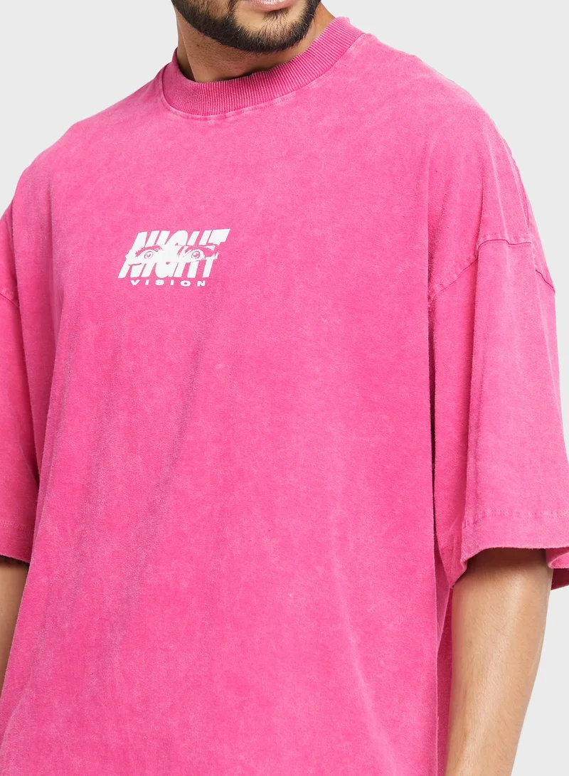 TOPMAN Night Vision Printed Crew Neck T-Shirt
