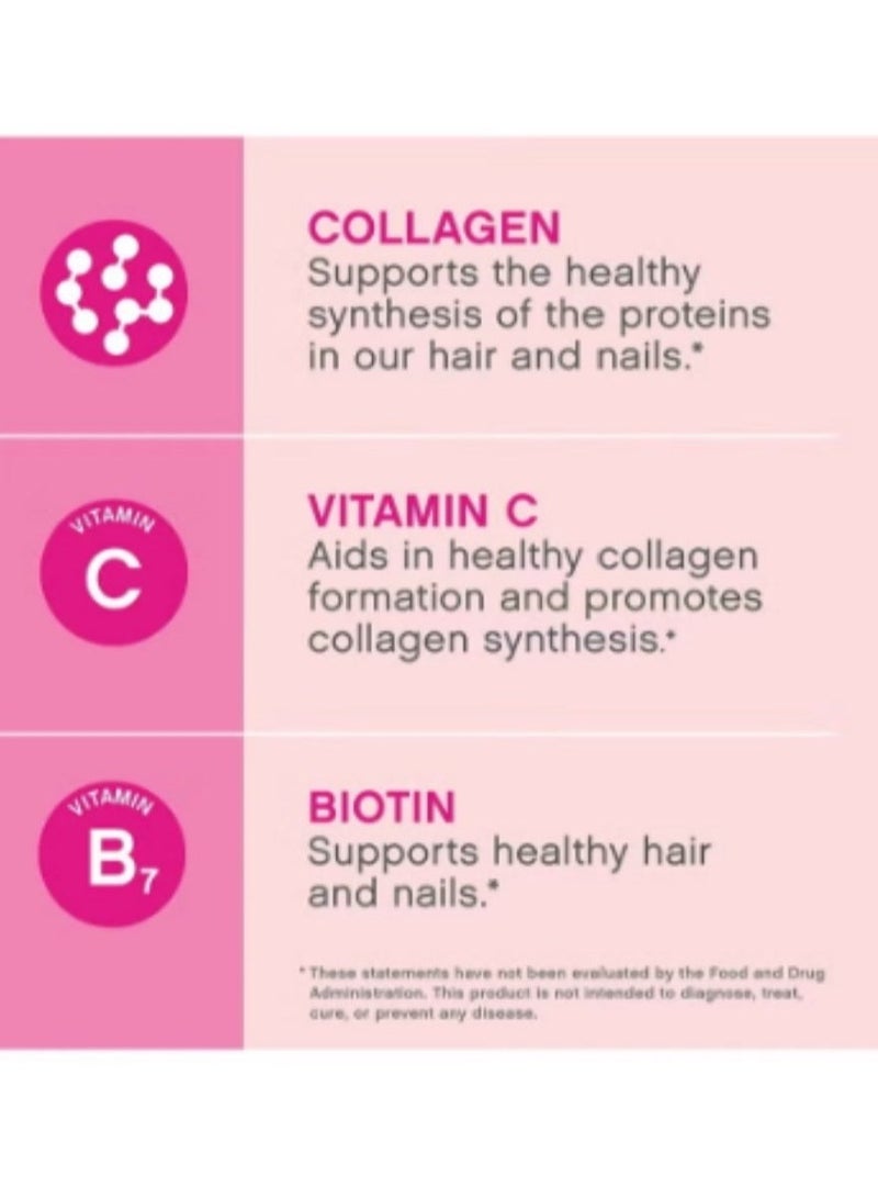 ببتيدات الكولاجين الفائقة + فيتامين C & Biotin - 3G الكولاجين لكل وجبة ، يدعم الشعر الصحي ، الجلد والأظافر ، 60 كبسولة