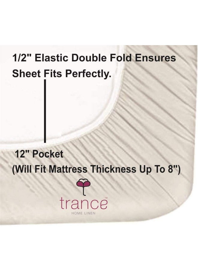 Trance Home Linen Trance Home Linen 300Tc 100% Cotton 78"X78" Elastic Fitted Bedsheet Super King Bed Size Printed Fitted Sheet Elasticated Fitted Bedspread With 2 Pillow Covers (78X78 Inch, Grey White Circles), 300 tc  - Image 4