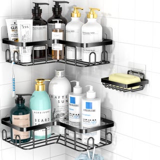 Moforoco Adhesive Corner Shower Caddy 3 Pack Organizer Shelf with Soap Holder and 12 Hooks Shelves Rustproof for Bathroom Storage Basket Bathroom AccessoriesBlack - pzsku/Z462587E6A941C211977BZ/45/1749490230/1e573b7e-167a-4d93-893c-8d32074f92e0