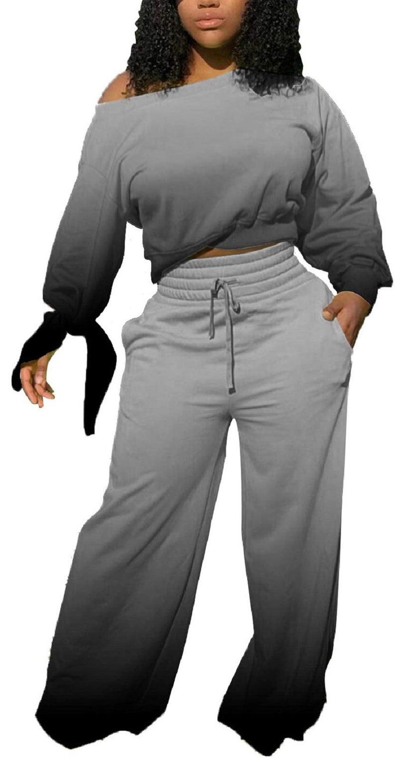 sexycherry Womens Casual 2 Piece Sets Black Tie Dye Long Sleeve Jogging Sweatsuit Wide Leg Long Sweatpants Sets with Pockets Drawstrings (X-Large) - Image 1
