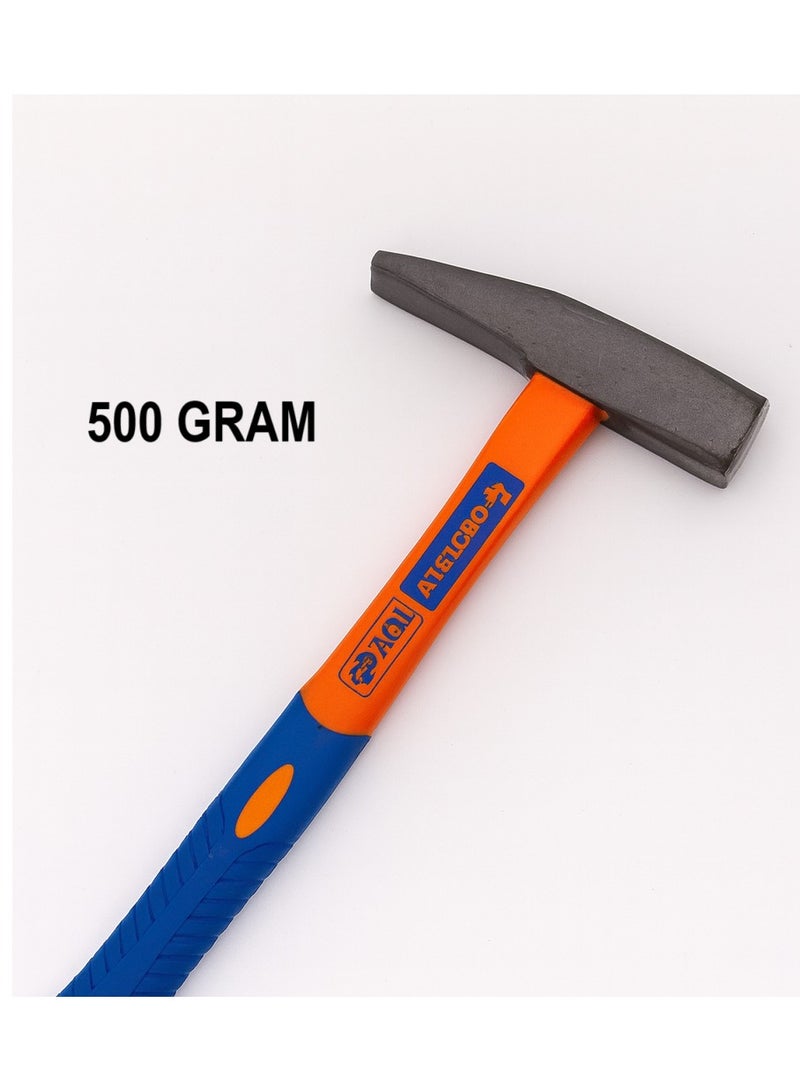 ORDERLY 2-Piece ORDERLY Machinist’s Hammer Set — 500 g Each, overall length 33 cm, hardened steel head 12 × 3 cm, rubberized non-slip composite handle – Blue/Orange - Image 2