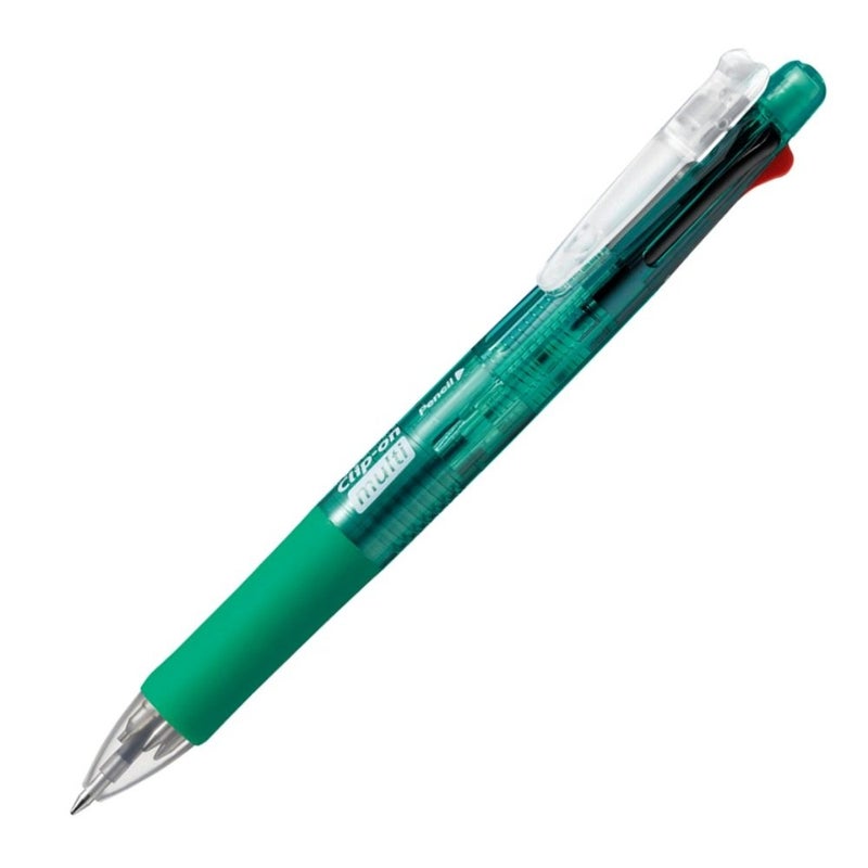 Zebra Clip-On Multi Color Multifunctional Pen, Clear Green Barrel (B4SA1-G) - Image 1