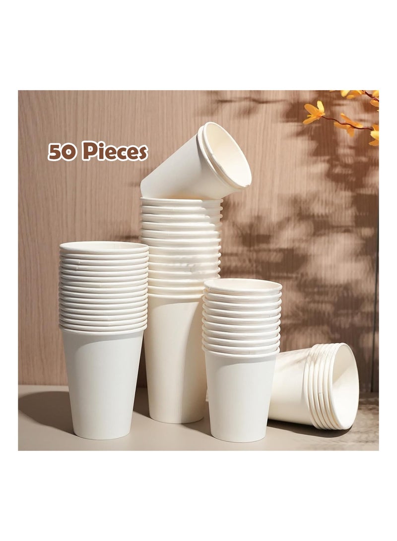 50 Piece 210ml Paper Cups, 8 Oz Disposable Drink Cups, for Coffee, Water, Tea, Cold and Hot Beverages - Image 4