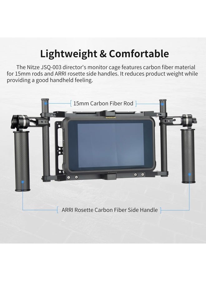 Nitze Universal Director's Monitor Cage with Two Cheese Plates, Carbon Fiber Handles and Rods for Any Monitor up to 10" - JSQ-003 - Image 5