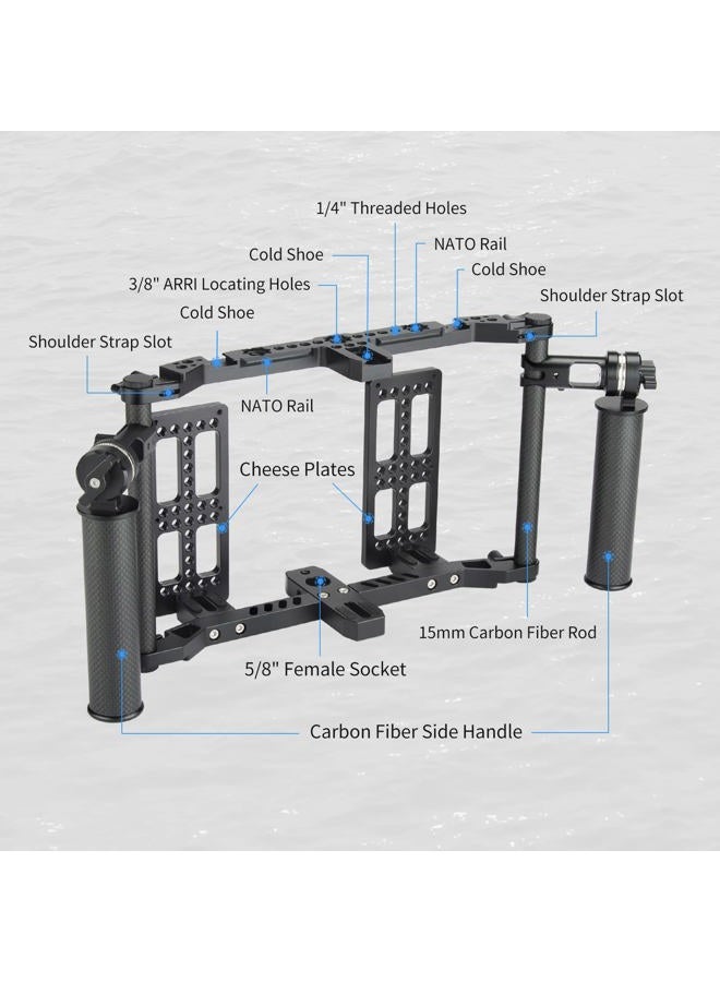 Nitze Universal Director's Monitor Cage with Two Cheese Plates, Carbon Fiber Handles and Rods for Any Monitor up to 10" - JSQ-003 - Image 2