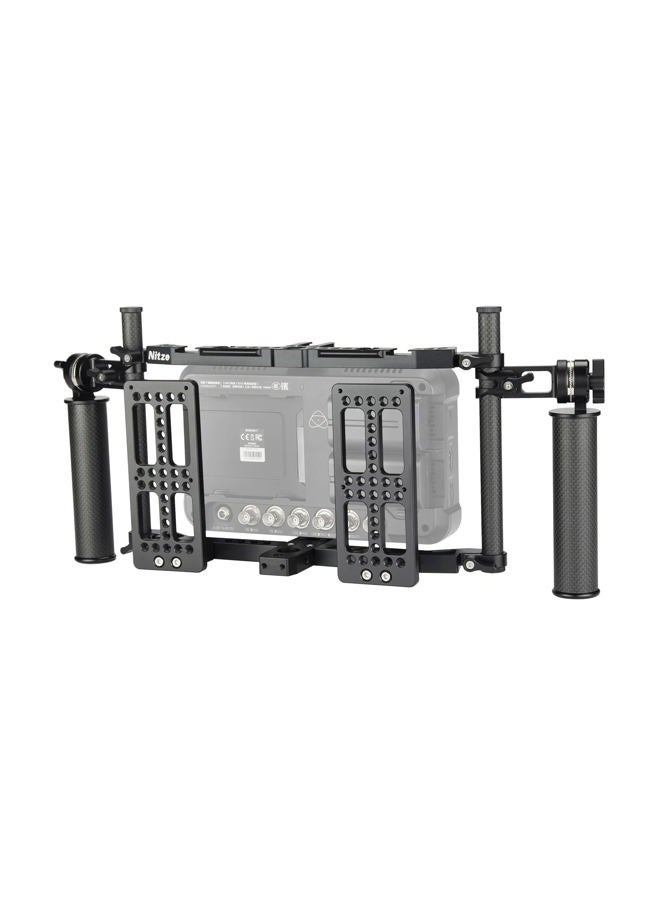Nitze Universal Director's Monitor Cage with Two Cheese Plates, Carbon Fiber Handles and Rods for Any Monitor up to 10" - JSQ-003 - Image 1