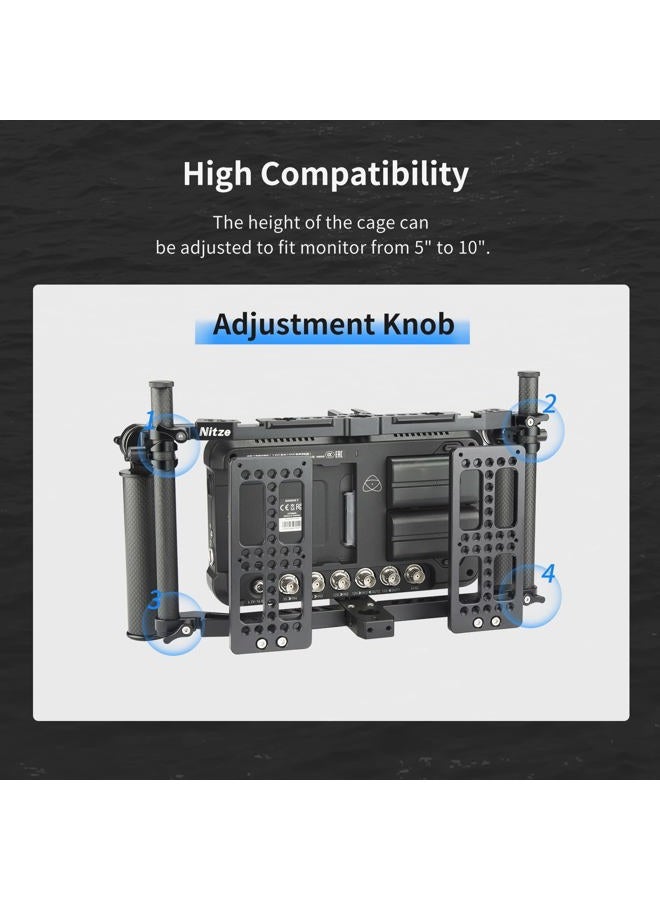 Nitze Universal Director's Monitor Cage with Two Cheese Plates, Carbon Fiber Handles and Rods for Any Monitor up to 10" - JSQ-003 - Image 3