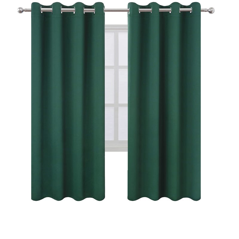 LEMOMO Dark Green Thermal Blackout Curtains/52 x 72 Inch/Set of 2 Panels Room Darkening Curtains for Bedroom - Image 2