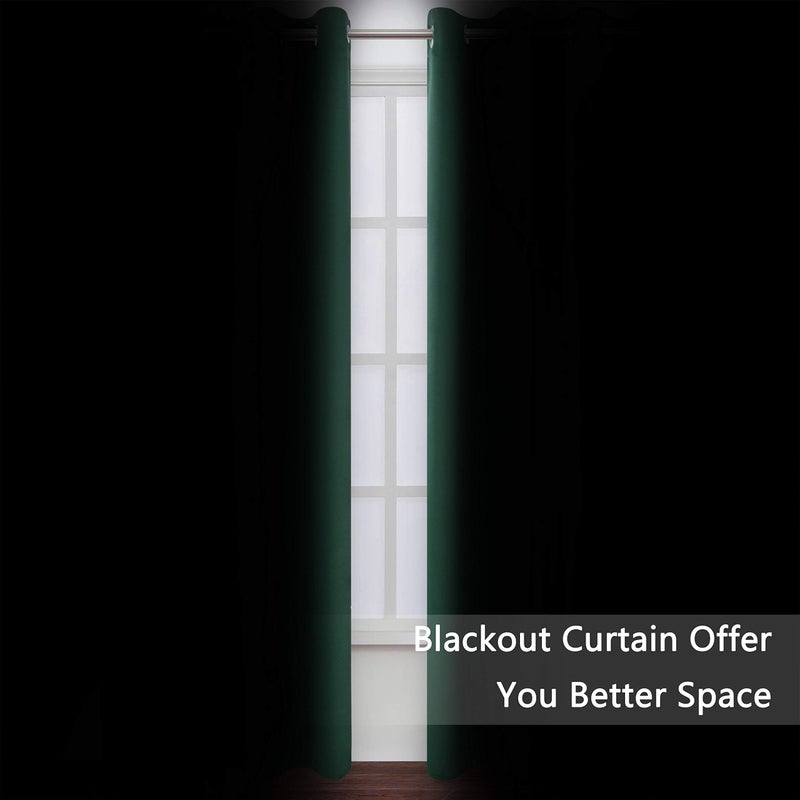 LEMOMO Dark Green Thermal Blackout Curtains/52 x 72 Inch/Set of 2 Panels Room Darkening Curtains for Bedroom - Image 3