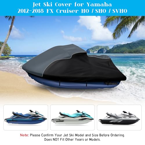 CEMOFE Jet Ski Cover for Yamaha FX Cruiser HO/SHO/SVHO 2012-2018, 600D Oxford Waterproof Jetski Waverunner Covers, UV Resistant Trailerable Covers with Double Air Vents - Image 3