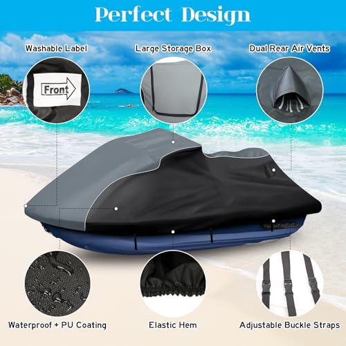 CEMOFE Jet Ski Cover for Yamaha FX Cruiser HO/SHO/SVHO 2012-2018, 600D Oxford Waterproof Jetski Waverunner Covers, UV Resistant Trailerable Covers with Double Air Vents - Image 2