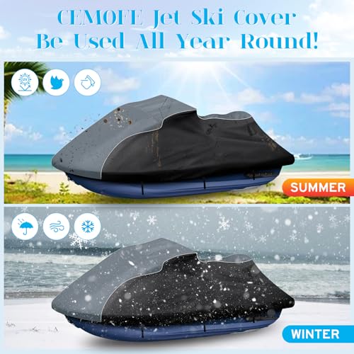 CEMOFE Jet Ski Cover for Yamaha FX Cruiser HO/SHO/SVHO 2012-2018, 600D Oxford Waterproof Jetski Waverunner Covers, UV Resistant Trailerable Covers with Double Air Vents - Image 5