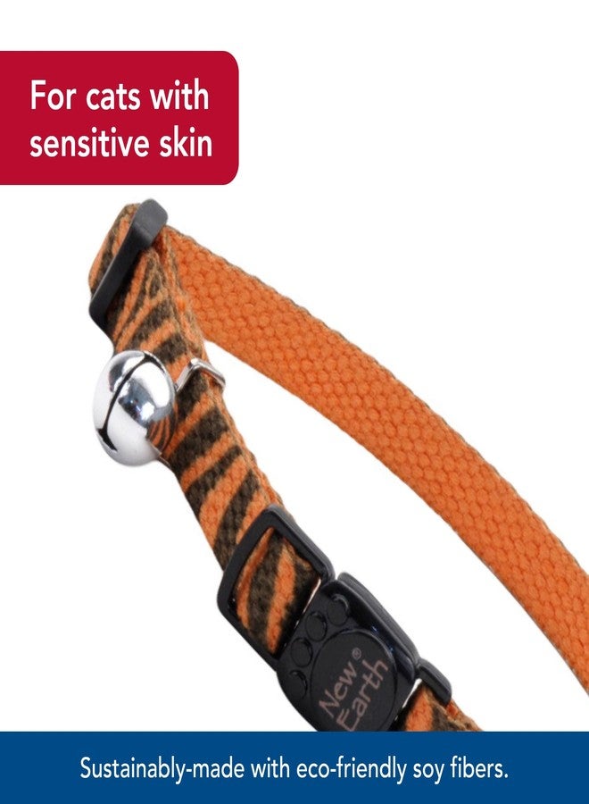 كوستال بيت - نيو إيرث سوي - طوق قطط نيو إيرث مطبوع بنقشة اليقطين مع خطوط، 3/8 بوصة × 08-12 بوصة - Image 3