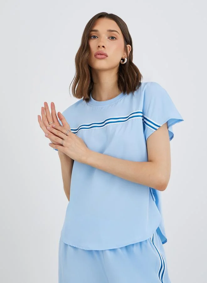 Take Two Take Two Round Neck Tape Detail Top and Pants Co-Ords